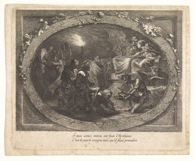 Voltaire in der Hölle angekommen von Gabriel Jacques de Saint Aubin (school of)