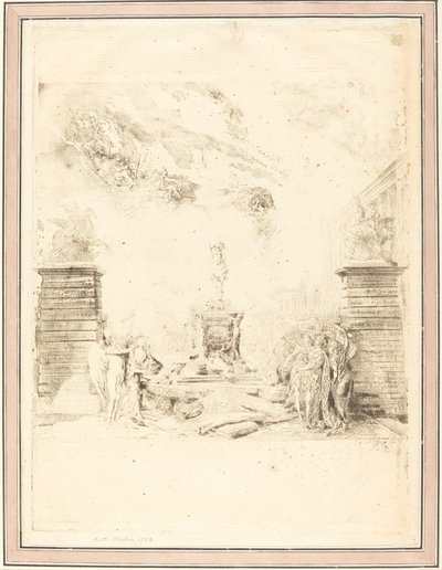 Allegorie zur Errichtung der Statue von Ludwig XV. von Gabriel Jacques de Saint Aubin