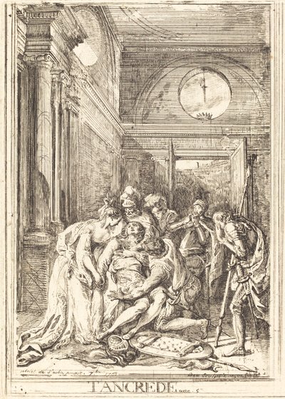 Der Tod von Tancred (links) von Gabriel Jacques de Saint Aubin