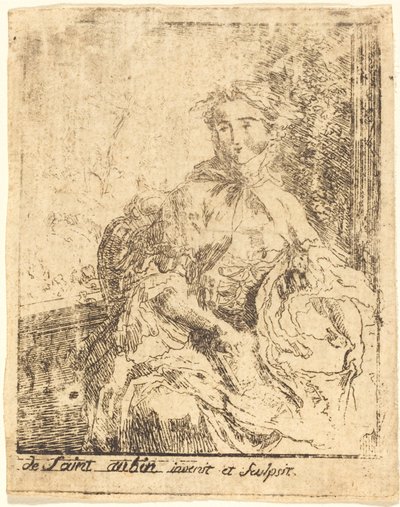 Junge Frau auf der Terrasse (La jeune femme à la terrasse) von Gabriel Jacques de Saint Aubin
