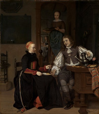 Junges Paar beim Frühstück von Gabriel Metsu