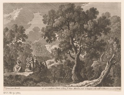 Landschaft mit Christus, der vor einer kleinen Gruppe Menschen predigt von Gabriel Perelle