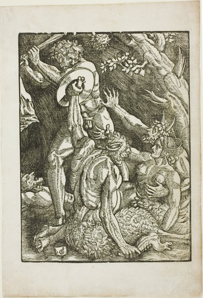Herkules, zwei Satyrn und eine Frau, Platte zwei aus Die Arbeiten des Herkules von Gabriel Salmon