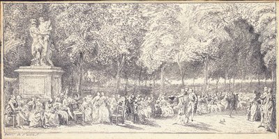 Ein Treffen in den Tuileriengärten um eine Statue, 1760 von Gabriel de Saint Aubin