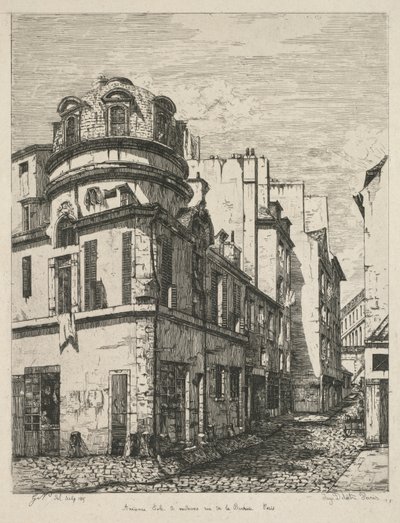 Eaux-Fortes sur le Vieux Paris: Alte medizinische Schule Rue de la Bûcherie, 1865 von Gabrielle Marie Niel