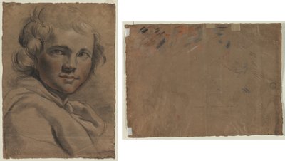 Kopf eines jungen Mannes (recto) Skizze eines Kopfes (verso) von Gaetano Gandolfi