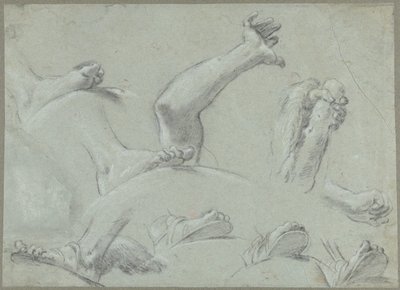 Skizzenblatt mit Studien von Füßen, Händen und einem Arm von Gaetano Gandolfi