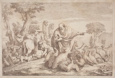 Noah führt die Tiere zur Arche von Gaetano Zompini, after Giovanni Benedetto Castiglione
