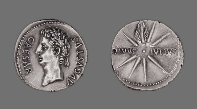 Denar mit dem Porträt von Kaiser Augustus, 19-18 v. Chr. von Gallo Roman