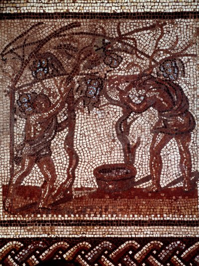 Gallorömische Kunst: Herbst: Apfelernte und Ernte (Mosaikpflaster) von Gallo Roman Gallo Roman