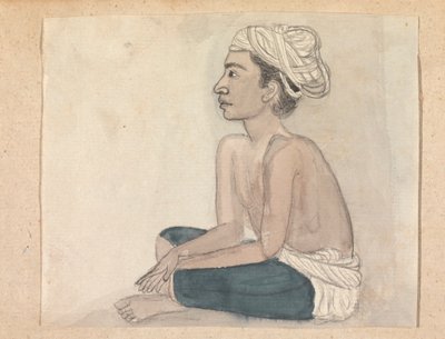 Mann mit einem blauen Tuch über den Beinen von Gangaram Chintaman Tambat