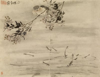 Vogel beobachtet Fisch von Gao Qipei