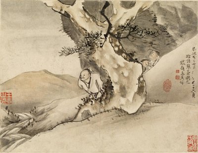 Mann, der an einem Baum vorbeigeht von Gao Qipei