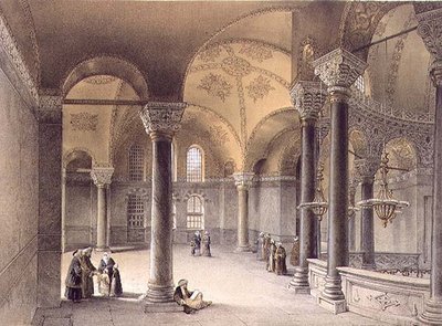 Haghia Sophia, Tafel 14: die Orientalische Galerie, graviert von Louis Haghe, veröffentlicht 1852 von Gaspard (after) Fossati