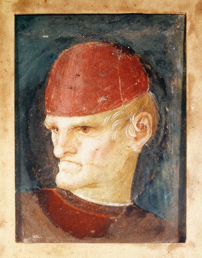 Italien, Varallo, Fragment eines Freskos eines Kopfes von Gaudenzio Ferrari