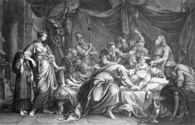 Andromache beklagt den Tod von Hector, graviert von Domenico Cunego, 1764 von Gavin Hamilton