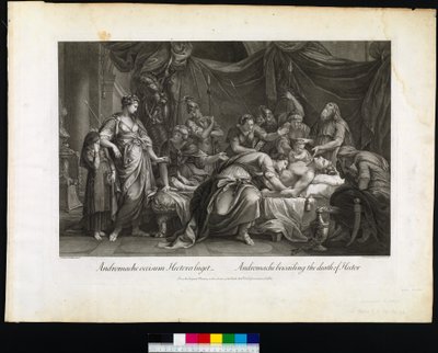 Andromache beklagt den Tod Hektors, graviert von Domenico Cunego, 1764 von Gavin after Hamilton