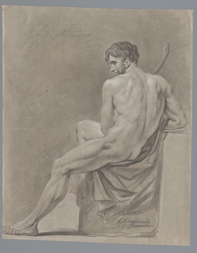 Sitzender männlicher Akt, von hinten gesehen (2. Preis 1786) von Geerlig Grijpmoed