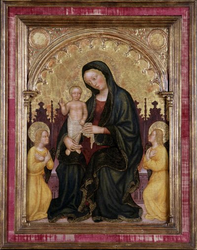 Thronende Madonna mit Kind und zwei Engeln von Gentile da Fabriano