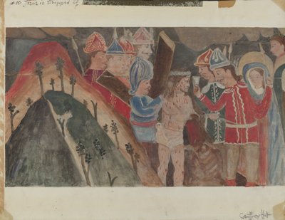 Station des Kreuzes Nr. 10: Jesus wird seiner Kleider beraubt, ca. 1936 von Geoffrey Holt