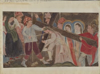 Stationen des Kreuzwegs Nr. 8: Jesus spricht zu den Frauen von Jerusalem, um 1936 von Geoffrey Holt