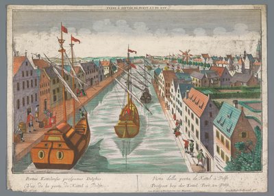 Ansicht eines Kanals in der Nähe des Ketelpoort in Delft von Georg Balthasar Probst