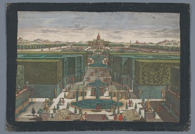 Ansicht einer Allee auf der linken Seite eines Gartens von Georg Balthasar Probst