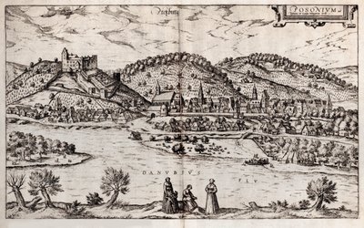 Pressburg Bratislava. Aus: Civitates orbis terrarium, 1588 von Georg Braun und Franz Hogenberg