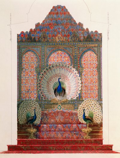 Entwurf für den Pfauenthron des maurischen Kreuzgangs im königlichen Schloss von Ludwig II. in Linderhof von Georg Carl Heinrich Dollmann