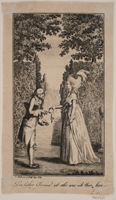 Illustration mit Dame und Herr in einem Park von Georg Christian Schule