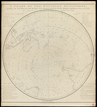 Karte der südlichen Hemisphäre, nach Cook von Georg Forster