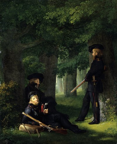 Theodor Körner, Friedrich Friesen und Heinrich Hartmann auf Vorposten von Georg Friedrich Kersting