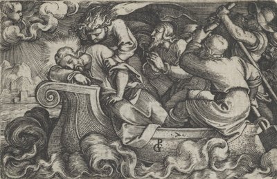 Christus schläft während des Sturms auf dem See Tiberias, aus Die Geschichte von Christus von Georg Pencz