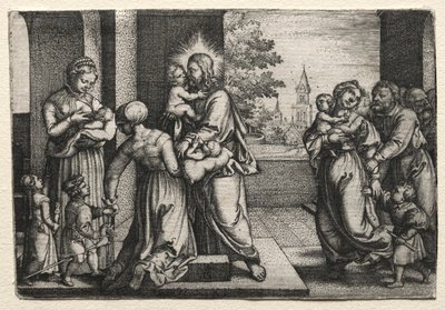 Christus mit kleinen Kindern, ca. 1548 von Georg Pencz