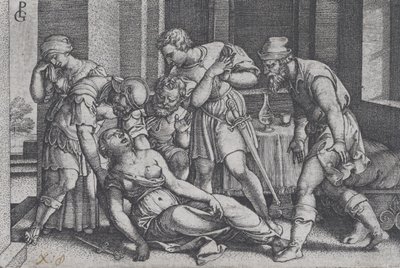 Selbstmord der Lucretia, aus Szenen aus der römischen Geschichte von Georg Pencz