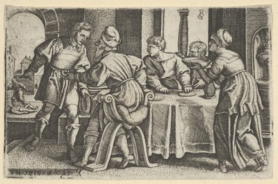 Tobias verlässt den Tisch, aus der Geschichte von Tobias von Georg Pencz