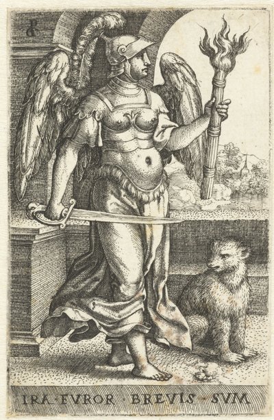 Zorn (Ira) Ira fvror brevis svm (Titel auf dem Objekt) Sieben Todsünden (Serientitel) von Georg Pencz