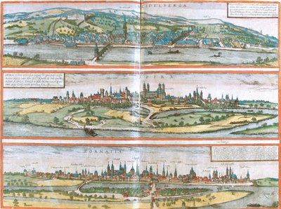 Heidelberg, Speyer, Worms, Deutschland von Georg and Hogenberg Franz (1535 90) Braun