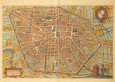 Karte von Bologna aus Civitates Orbis Terrarum von Georg Braun von Georg Braun and Hogenberg Franz