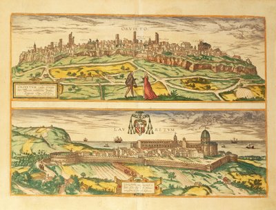 Karte von Orvieto und Loreto, Umbrien und Marken aus Civitates Orbis Terrarum von Georg Braun von Georg Braun and Hogenberg Franz