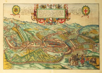 Karte von Serravalle Scrivia, Region Piemont aus Civitates Orbis Terrarum von Georg Braun von Georg Braun and Hogenberg Franz