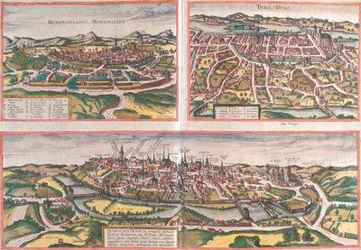 Montpellier, Tours, Poitiers, Frankreich von Georg and Hogenberg Franz (1535 90) Braun