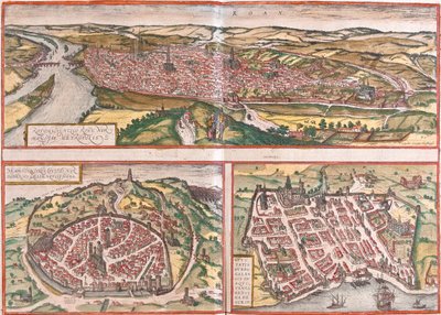 Rouen, Nîmes, Bordeaux, Frankreich von Georg and Hogenberg Franz (1535 90) Braun