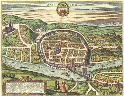 Saintes, Frankreich von Georg and Hogenberg Franz (1535 90) Braun