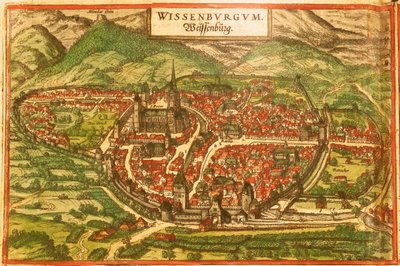 Wissembourg, Weißes Schloss, Elsass von Georg and Hogenberg Franz (1535 90) Braun