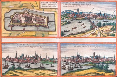 Wittenberg, Frankfurt, Wismar, Rostock, Deutschland von Georg and Hogenberg Franz (1535 90) Braun