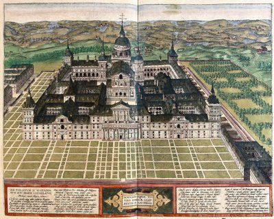 Kloster (Palast von König Philipp II), Spanien (Gravur) von Georg Braun and Hogenberg Franz