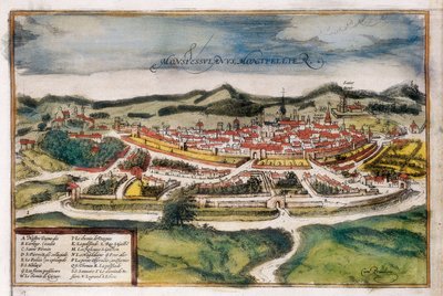 Plan der Stadt Montpellier von Georg Braun and Hogenberg Franz