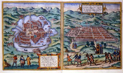 Ansicht von Mexiko-Stadt und Cuzco. Atlas Braun & Hogenberg von Georg Braun and Hogenberg Franz