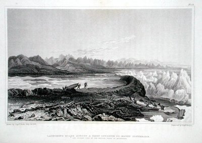 Boote über ein Riff gegenüber dem Mount Conybeare starten, aus 